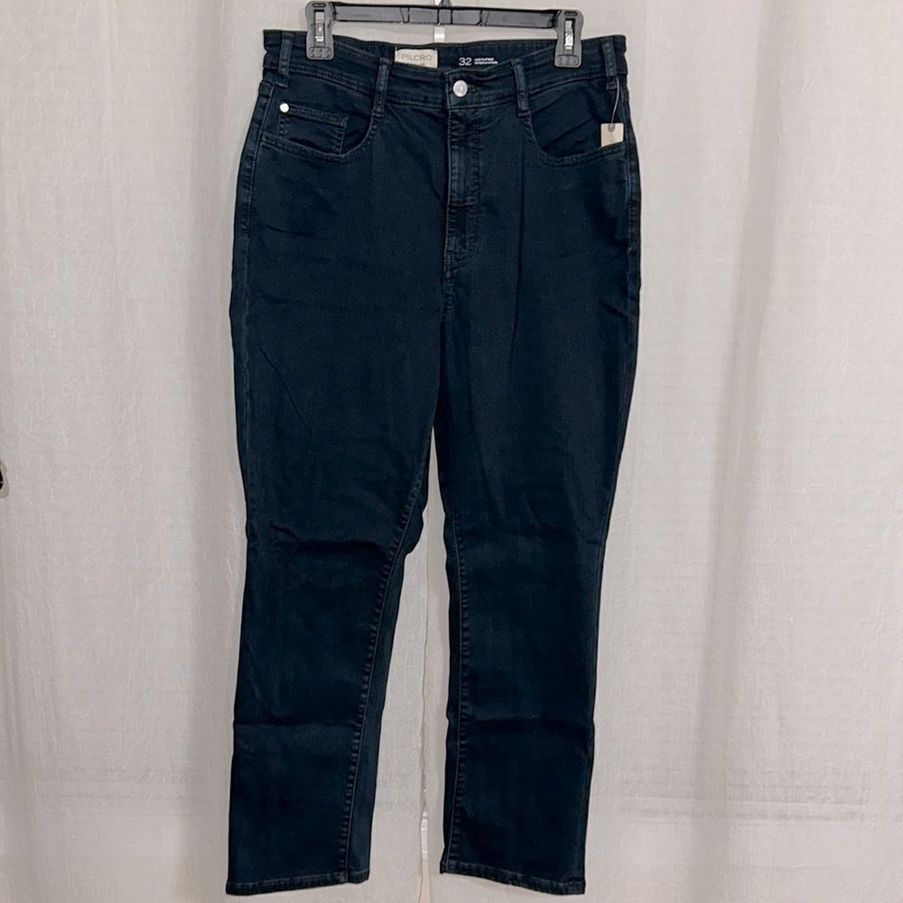 Anthro x Pilcro 32 Navy Dark Wash Stretch Straight Jeans